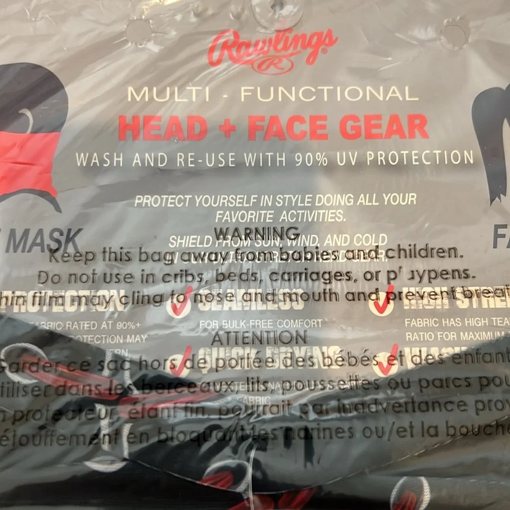 Rawlings RC40001-001 BLK Baseball Stitch Gaiter Multi Functional Head Face Gear